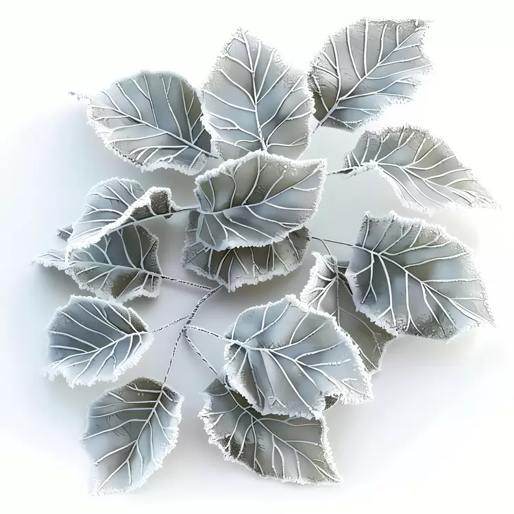 Snow Leaves frost Watercolor