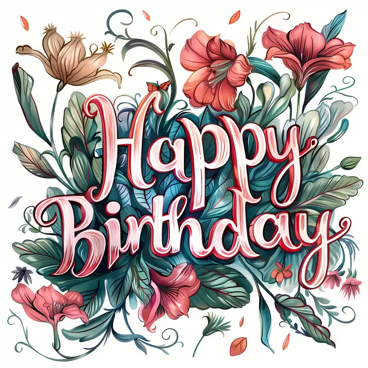hand lettered greeting watercolor illustration colorful bouquet festive decor colorful collage