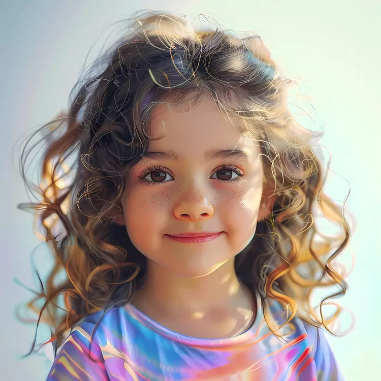 Soft and curly hair Child portrait Childrens Day Creative composition Painting