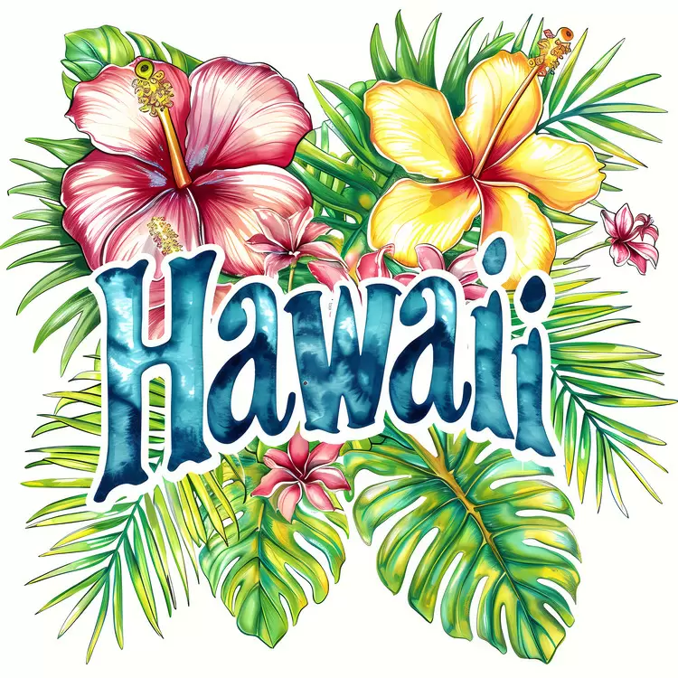 Printable Artwork Leaves Island Hawaiian