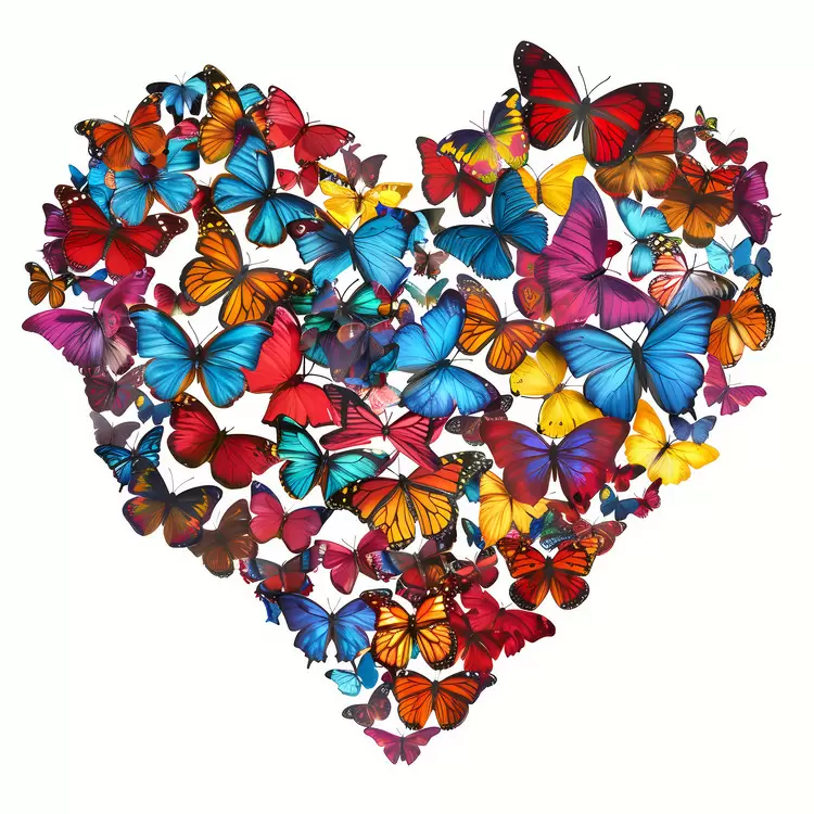 Heart Shape butterfly Abstract Birds