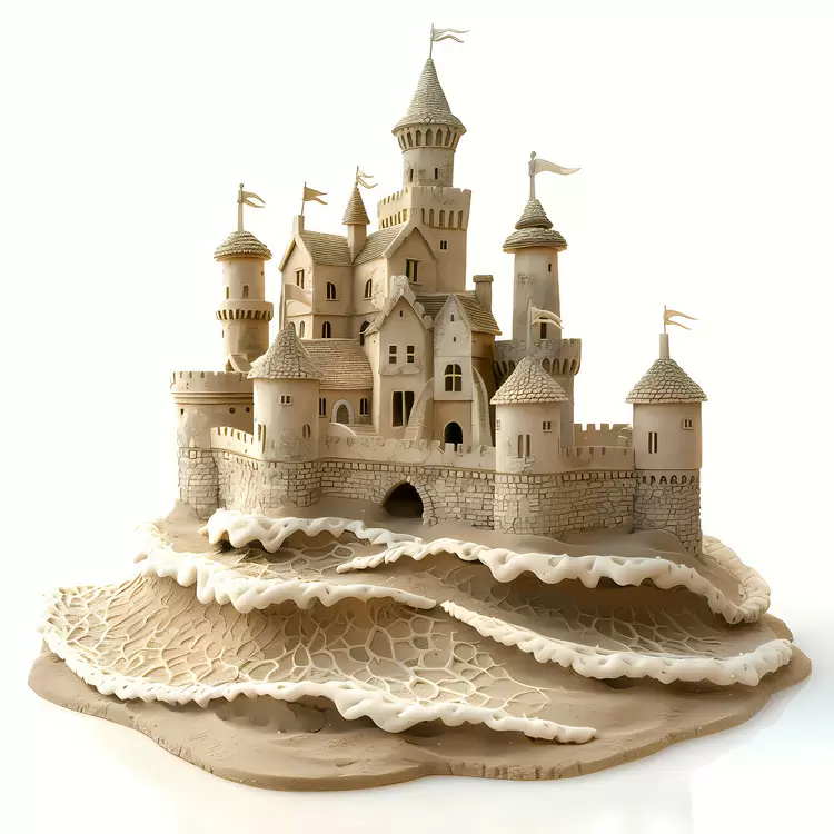 sand castle coastline waves ocean