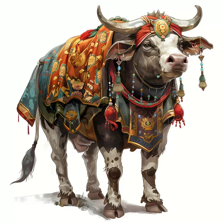 embellished cow Chinese_Zodiacs textured adorned