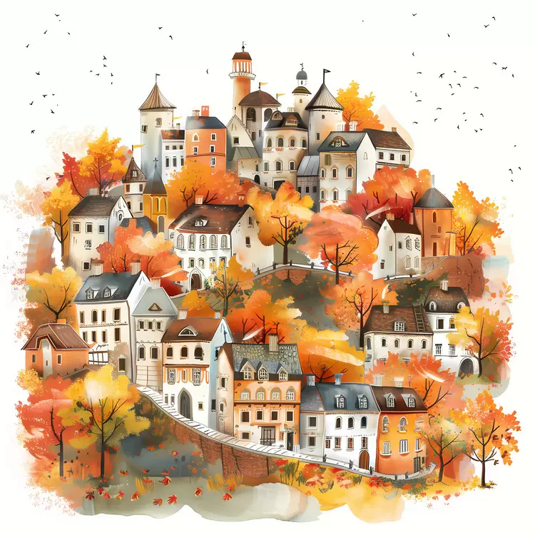 Mountainous Hillsides Townscape Landscapes Paintings