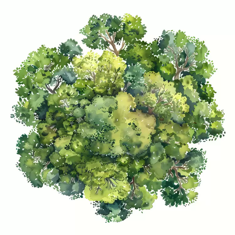 landscape tree top view Lush Rosemary Fuchsia Botanical