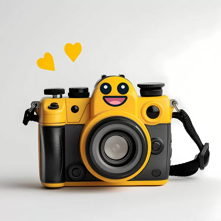yellow camera with smiley face clapper board smileys smiling