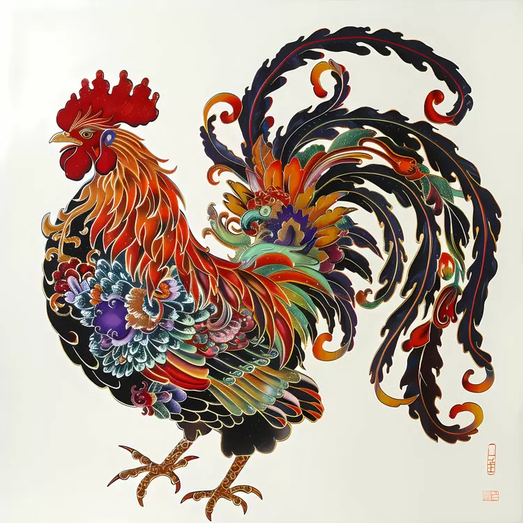 grandiose decorative rooster flamboyant extravagant