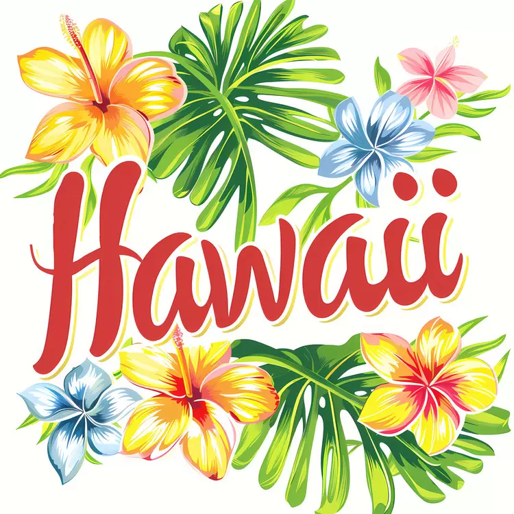 Island print Flower lei Beautiful Paradise Hawaii