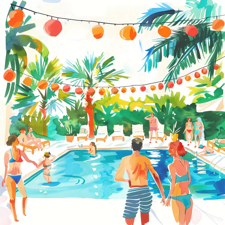 People at the pool Friends and family Leisure time Social gathering Swimming pool