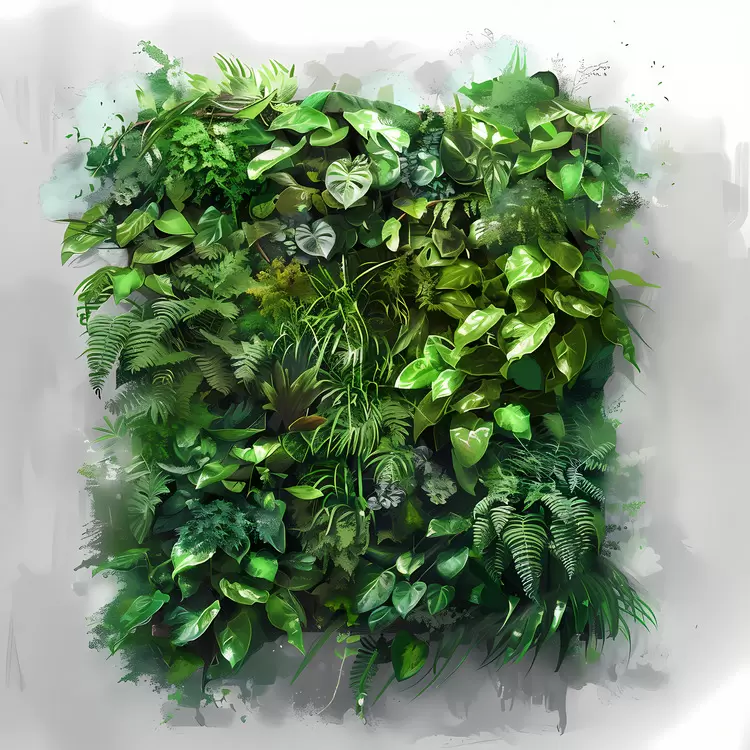 Abstract greenery Indoor garden Vertical Garden Foliage Plants in artwork