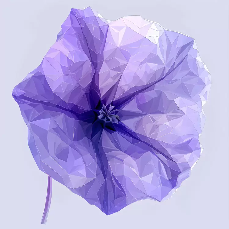 Flowers Blue Colors Triangular Paint Brushes Low Polygon
