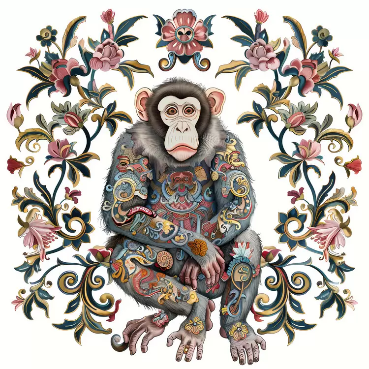 decorative Chinese Zodiacs tattoos portrait colorful