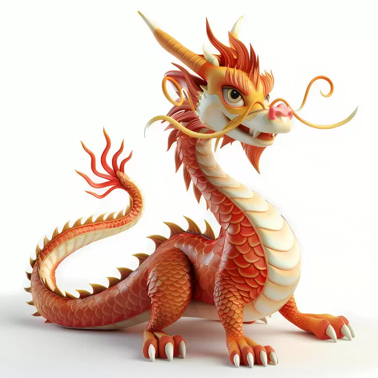 whimsical orange fantasy dragon red