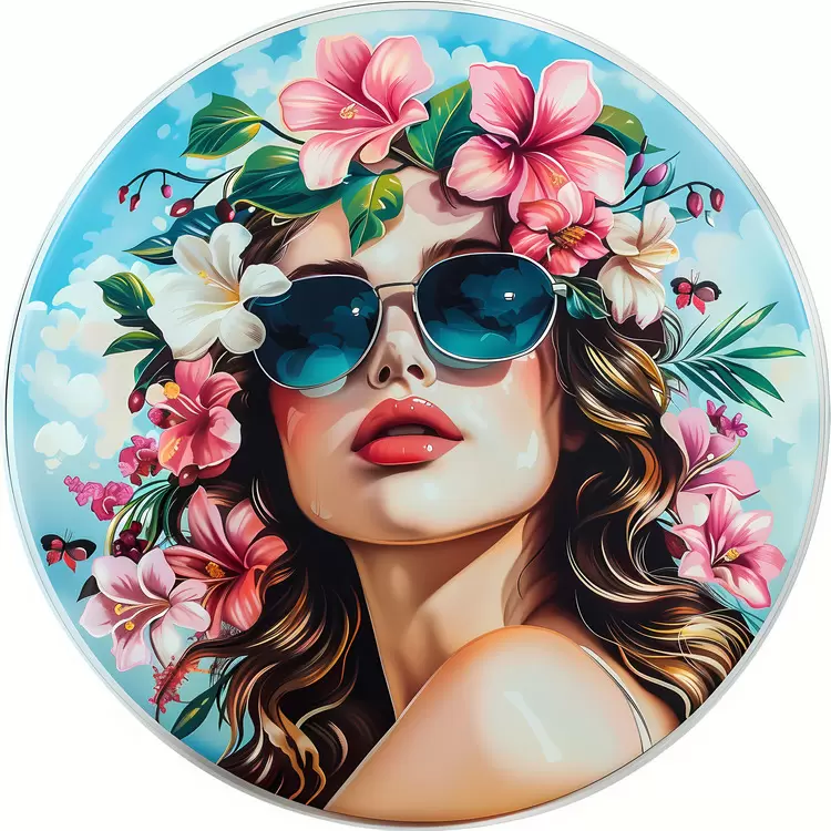pink lips sunglasses flower crown Summer Begins blush cheeks