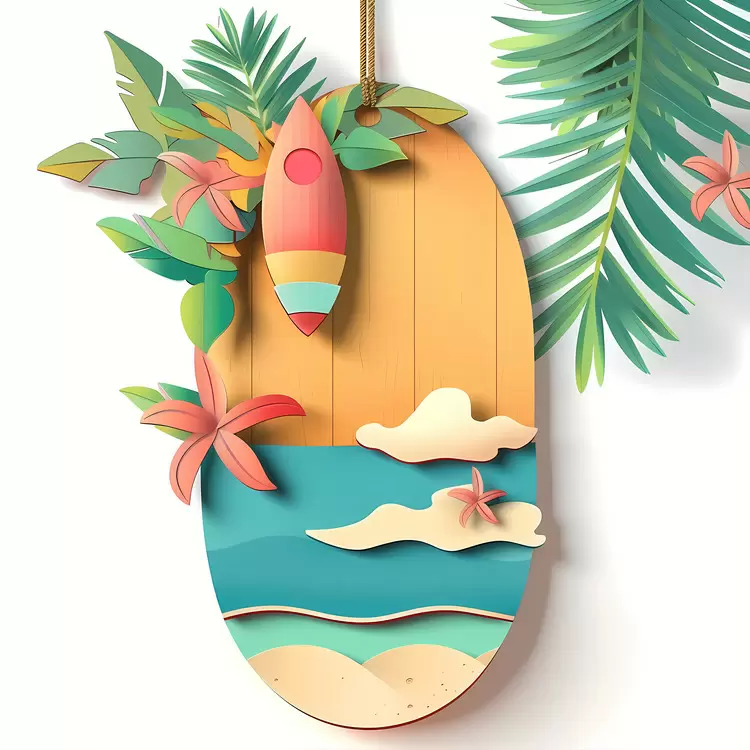 seascape island wood board Surfboard tropical