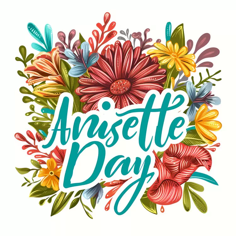 vintage style illustration Anisette Day colorful bouquet flower bouquet