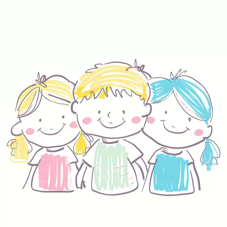 Colorful Children Portrait Family Pencil