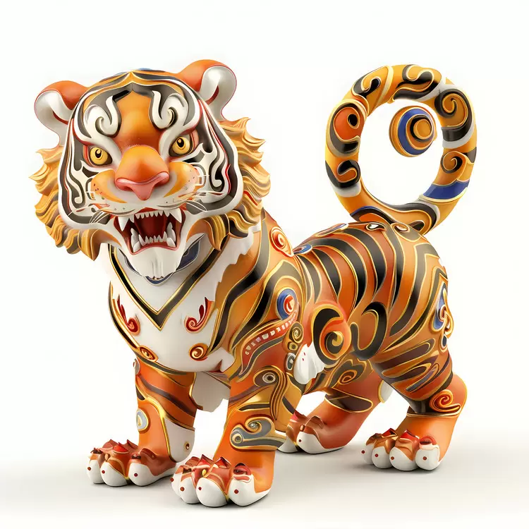 exotic tiger artistic sculpture colorful