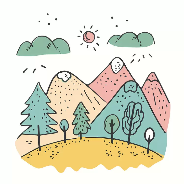 Grass Mountains in the forest Trees Hills and mountains