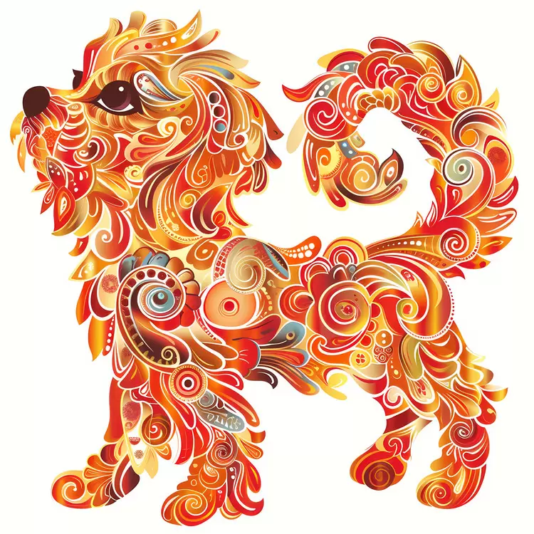 Patterned dog Whimsical dog Flower power dog Paisley dog Swirling dog