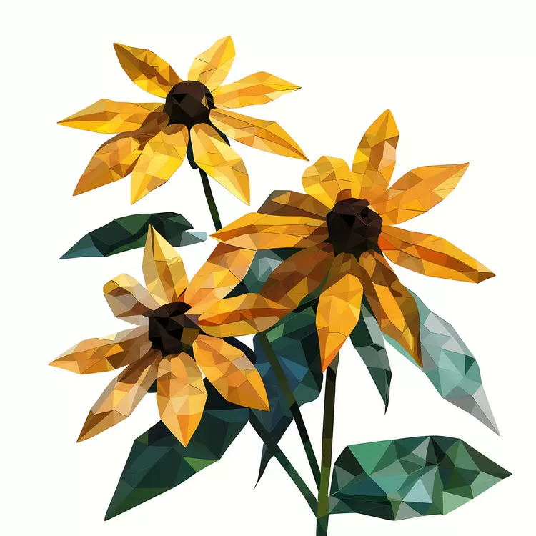 polygonal sunflower yellow abstract high