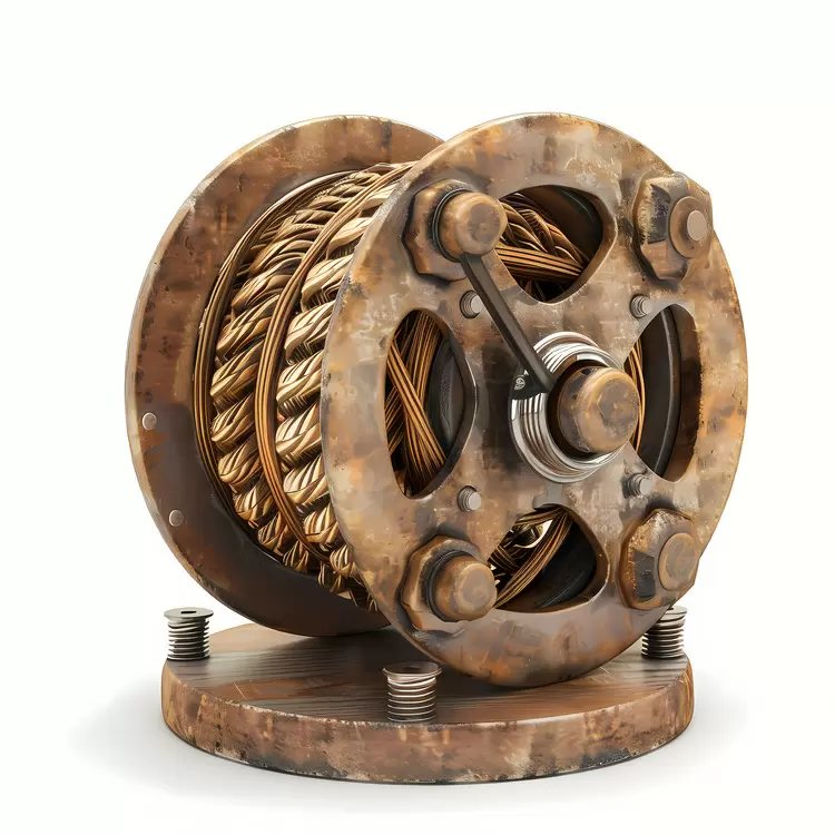 Steam engine string reels Industrial relic Vintage mechanism Copper machine