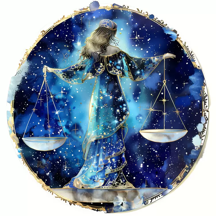 zodiac gold celestial scales of justice night sky