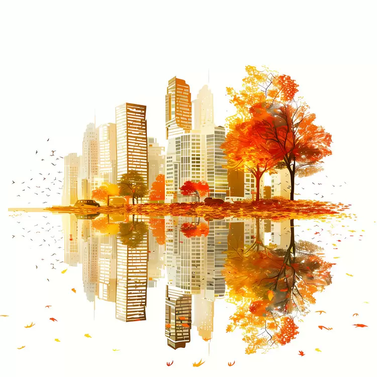 Fall foliage Cityscape Skyline