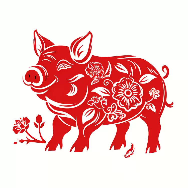 lunar new year red flower year of the pig red pig yearly cycle