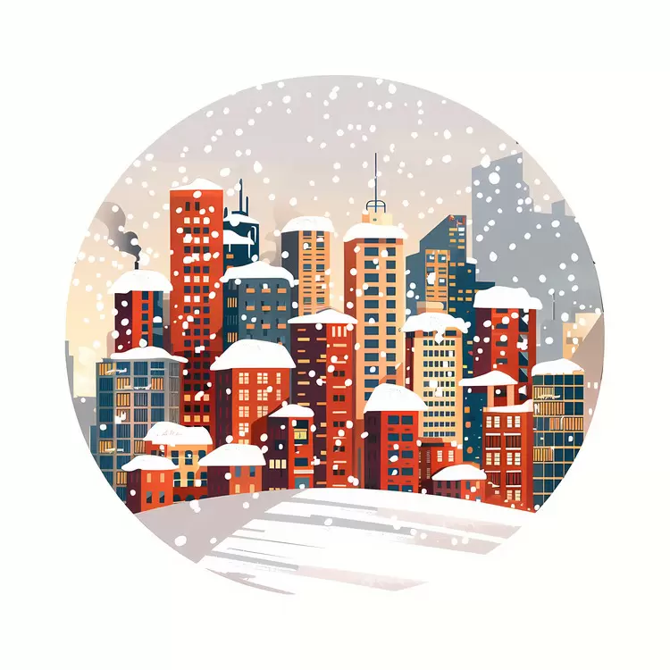 city illuminated architecture snow night