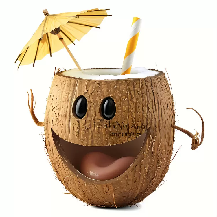 Fruity Drink Colorful Coconut Sunny Coconut Drink Summer Beverage Happiness in a Cup