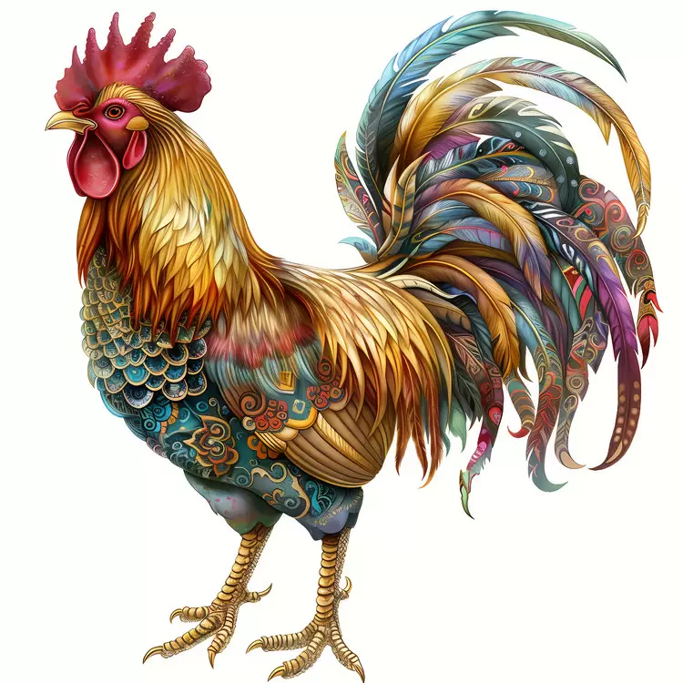 colored rooster cock detailed bird Chinese Zodiacs