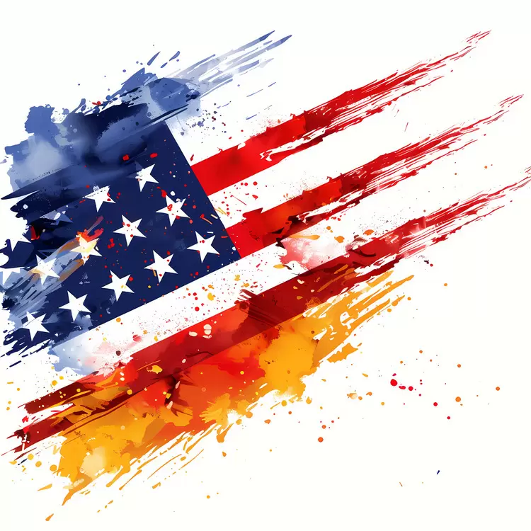 Abstract Paint splattered American flag National symbol 4th Of July
