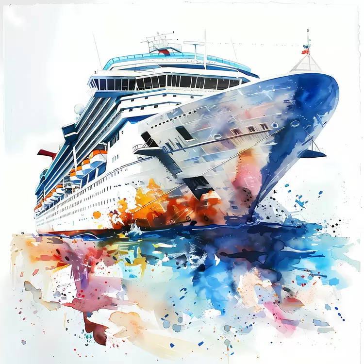 sailboat seafaring yacht watercolor painting luxury cruise ship