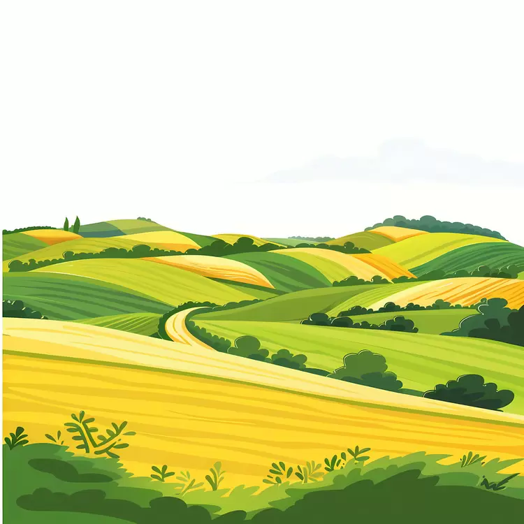 road Countryside fields rural wheat hills