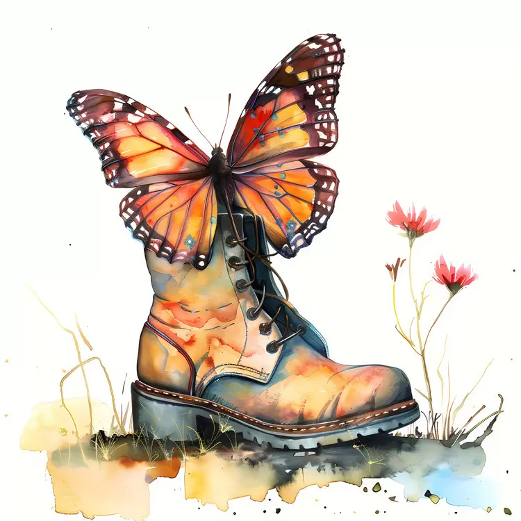 brown nature boots flowers
