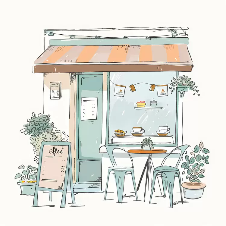Cozy cafe coffee shop restaurant pastries