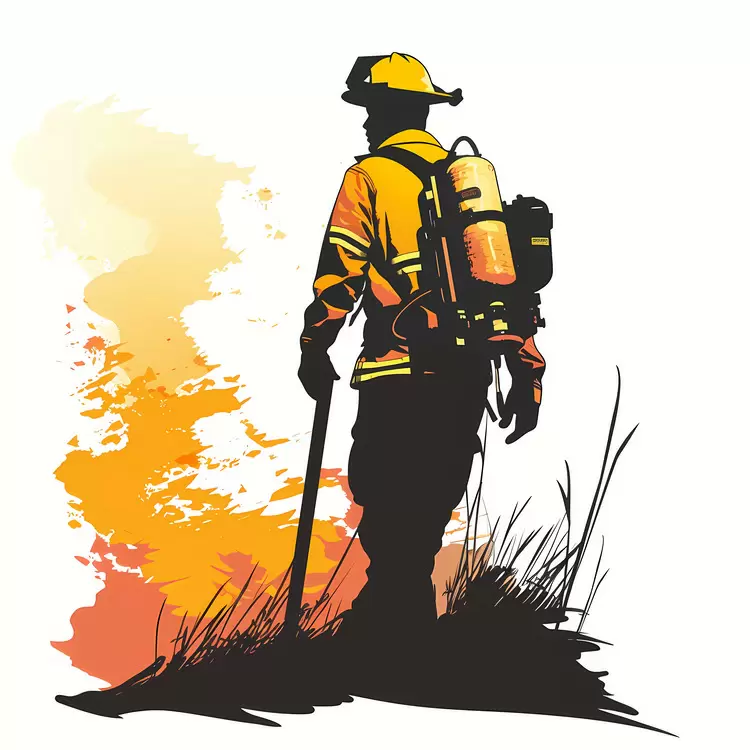watercolor firefighting equipment emergency response firefighter smoke