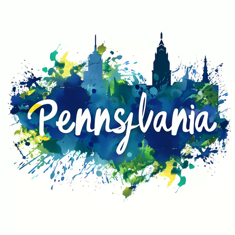 city skyline abstract art colorful art splash paint Pennsylvania