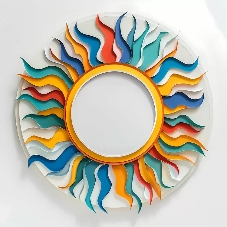 Wavy Sunburst Colorful paper art Swirling