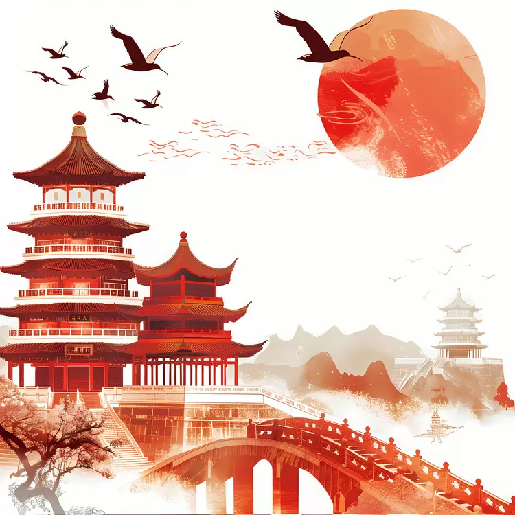 sun china red sky architecture