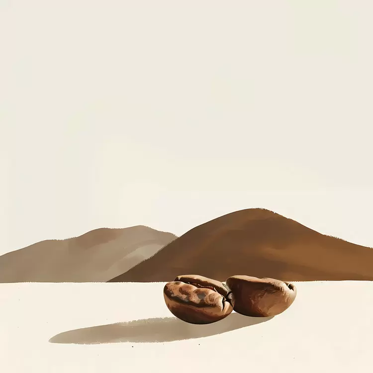 nuts shells Coffee beans brown mountains