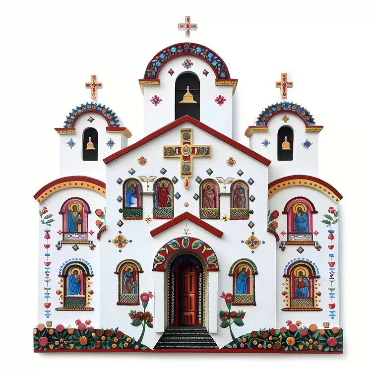 Greek orthodox chapel Byzantine style religious symbolism mural painting