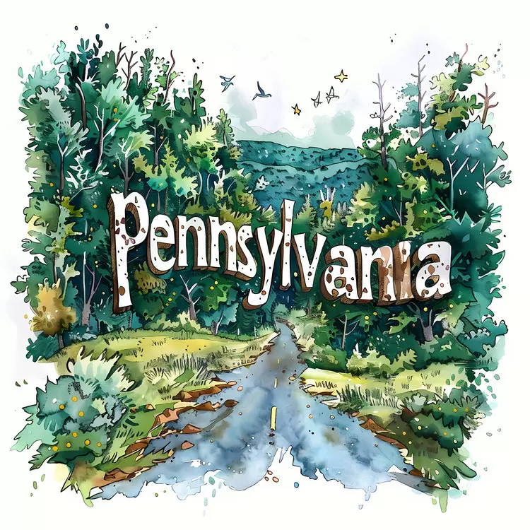 Mountainous terrain Nature's beauty Vibrant colors Pennsylvania Winding road through the forest