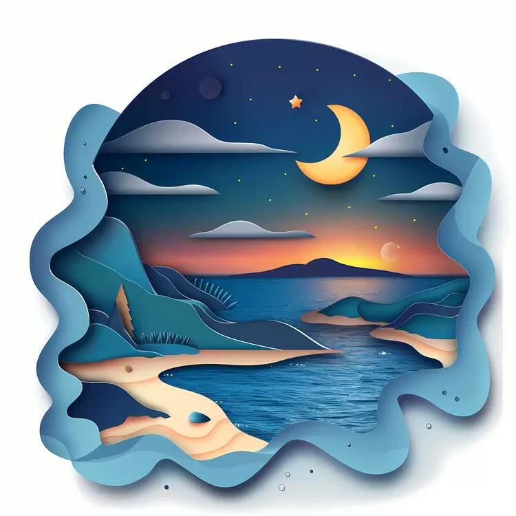 Water and sky at night Moonlit ocean Moon over the sea Seascape at night Ocean view at night