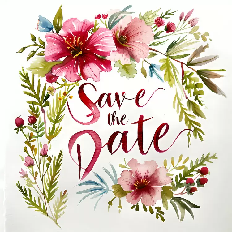 Botanical illustration Save the Date Floral Vibrant