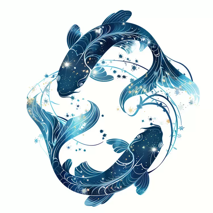 Pisces calligraphy traditional Chinese painting lucky fish carp fish