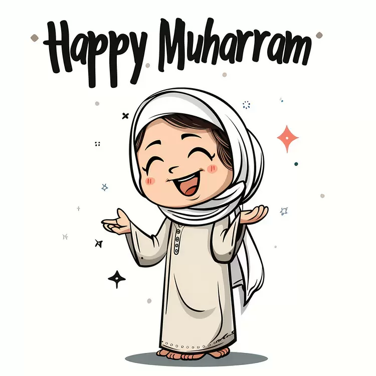 cartoon characters muslim girl white hijab happy veil