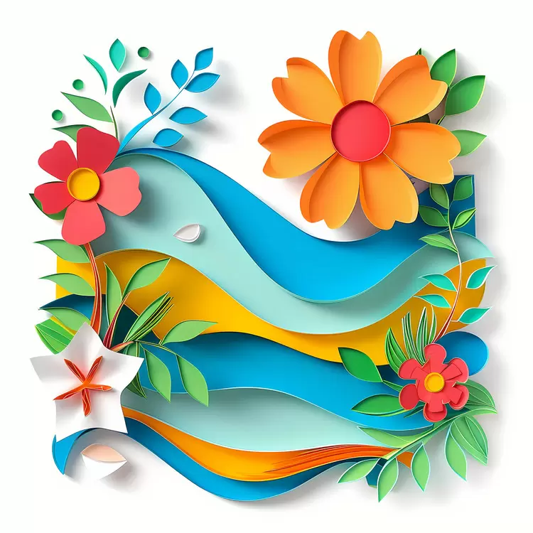 Flower design Watercolor style Paper craft Cut paper Paper art