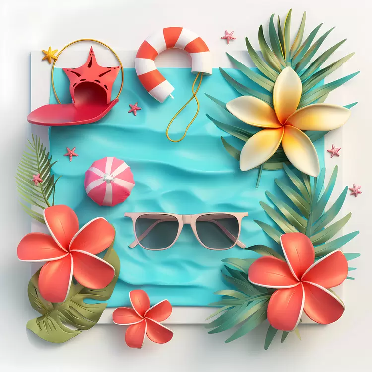 Summer Begins vintage ocean beach tropical